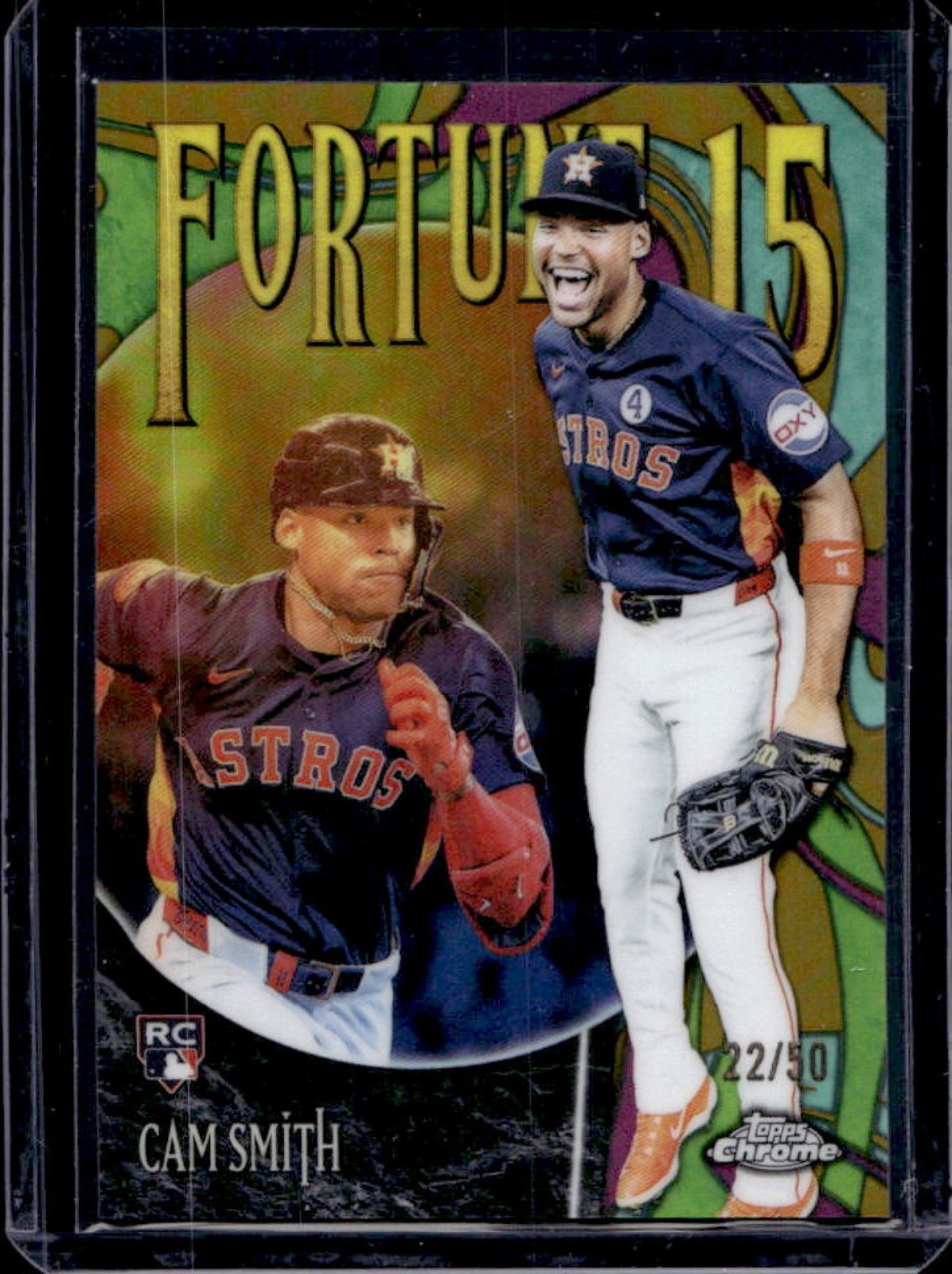 2025 Topps Chrome Update Cam Smith Fortune 15 RC Gold Refractor #22/50 Astros