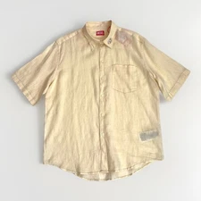 Diesel Men’s Linen Shirt SS Cream Size Small Button Emblem Casual RRP £180 BNWT