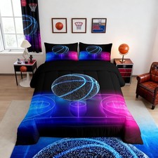 Basketball Comforter Set Neon Gradient Bedding Set for Kids Girls Women Adult...