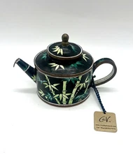 2004 Charlotte di Vita Collections Bamboo Enamel Teapot Lid & Tag Miniature