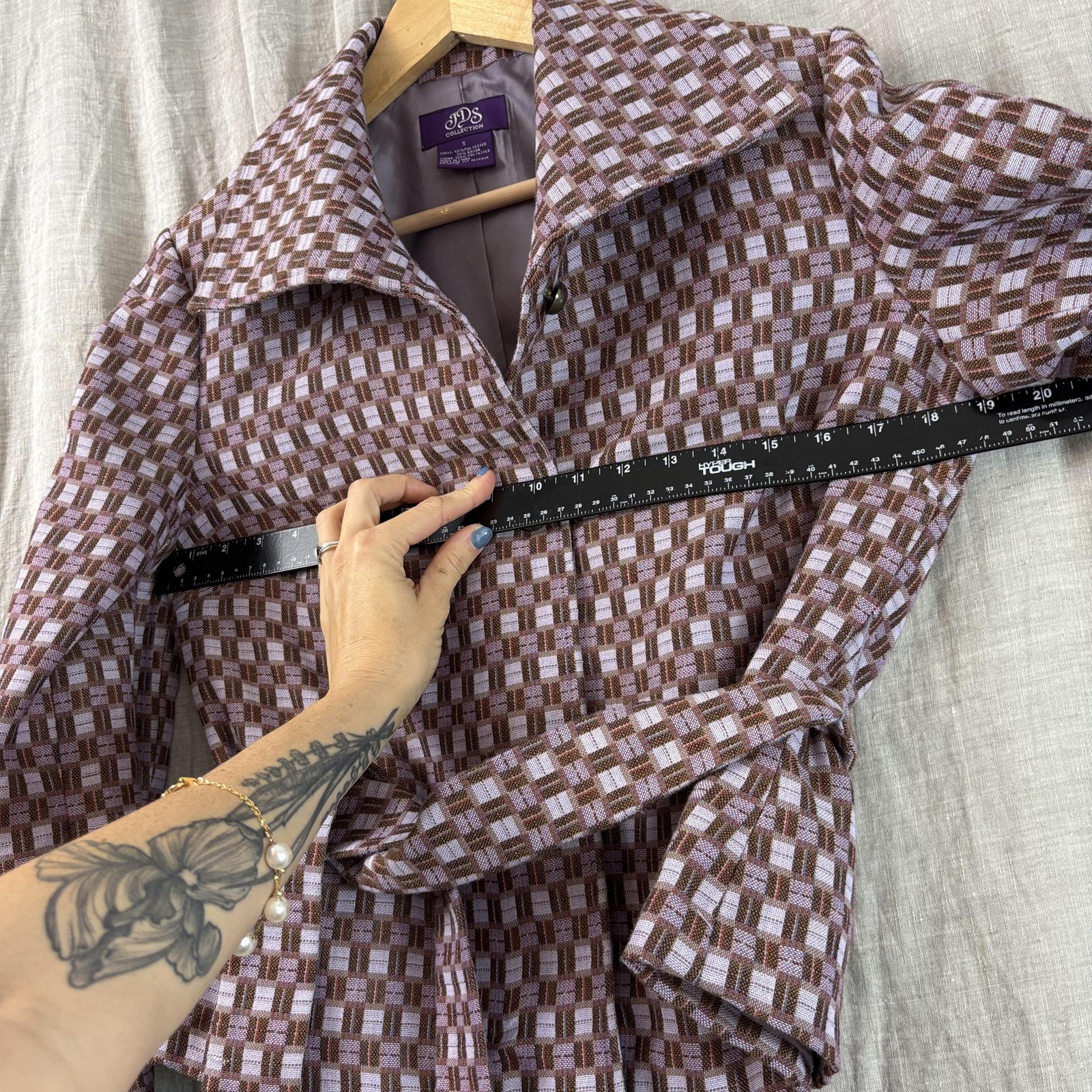 JDS Collection Jacket Blazer Small Checkered Belt… - image 3