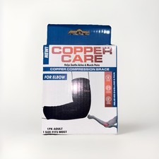 Copper Care Compression Sleeve Elbow Brace Adult One Size Fits Most Black BNIB 