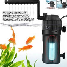 5in1 Aquarium Innenfilter mit UV 3w Aquarium Filter Pumpe Einstellbarer 500L/h