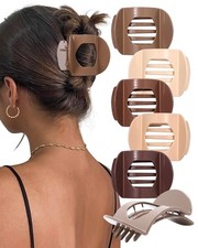 6 PCS Flat Hair Clips for Women Medium Non-slip Flat Claw Clip Strong Grip Ha...