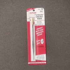 Vintage Susan Bates Clipson Crochet Hook w/ Stitch Saver Clip Size 10 NEW