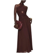REFORMATION Cari Maxi Dress In Mahogany Wrap Halter Women’s 8 Long Party