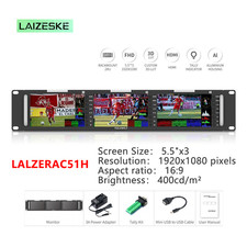 LAIZESKE RAC51H Triple 5.5" 2RU Rackmount Monitor Full HD 4K HDMI AV input
