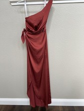 Azazie X Kendall + Kylie Size A10 Terracotta One Shoulder Bridesmaid Dress Slit 