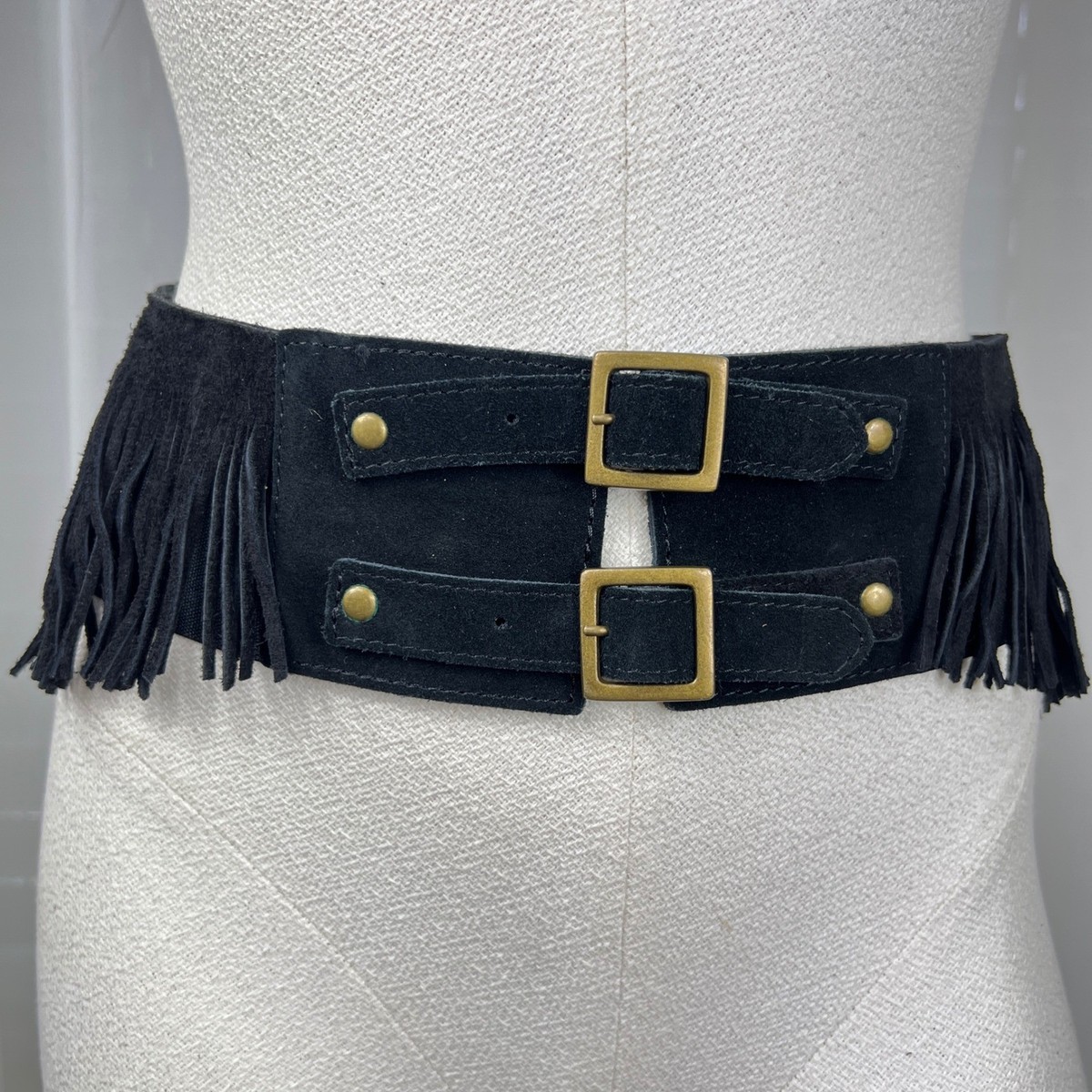 Black Faux Suede Bohemian Style Belt‎ Belt - Black Suede – Natalino main image 4
