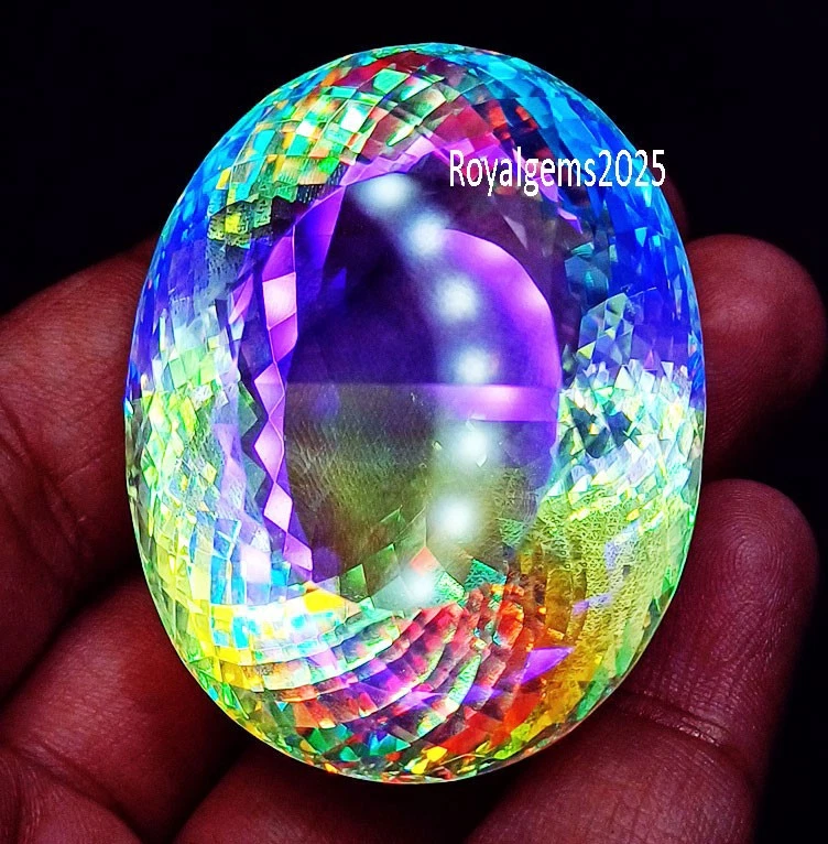Oval Shape 258.00 Ct Certified Mystic Quartz In Rainbow Color Loose Gemstone - Image 2 of 4