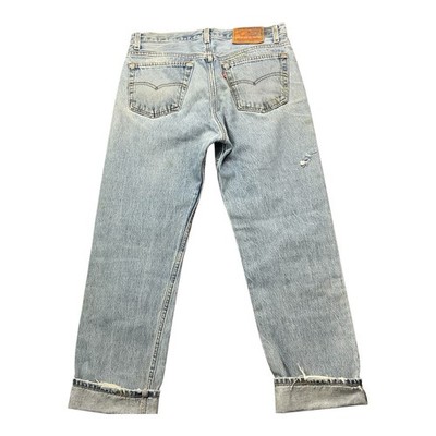 Vintage Levi s 501XX Button Fly Med/light 90s straight leg jeans 32 x 28 USA
