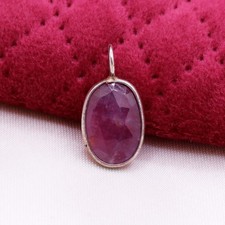 Taglio Ovale Lunetta Set Rubino Naturale Ciondolo 925 Argento Donna Gioielli