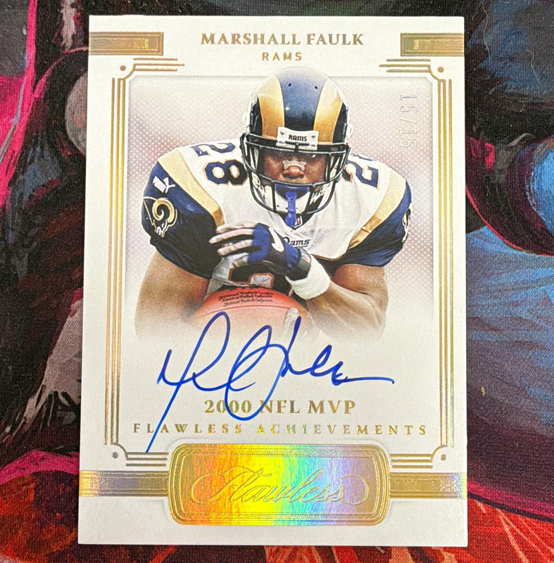 Panini 2021 Flawless Achievements Marshall Faulk Emerald Auto /15 #ACH-MFA