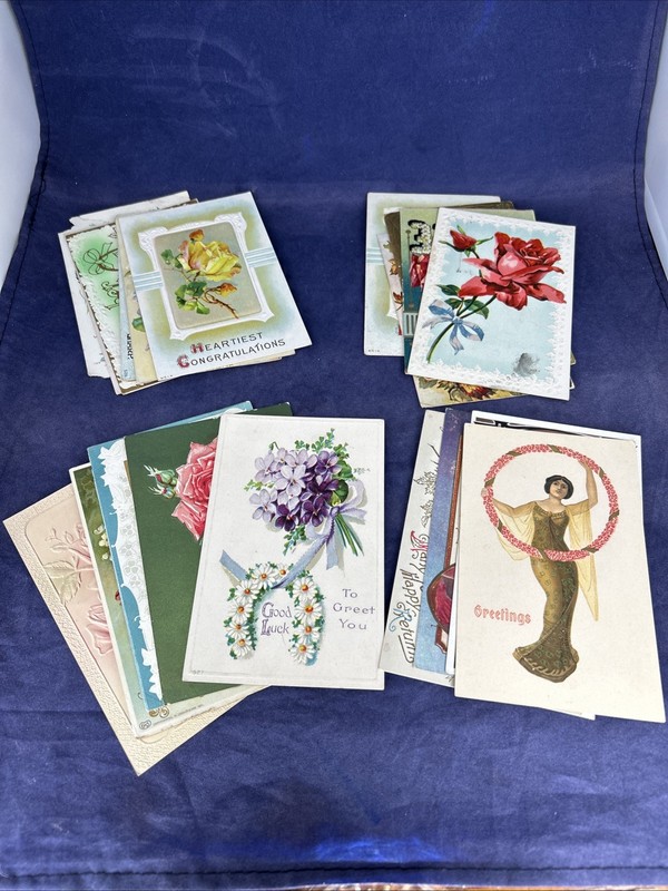 Antique Postcard Lot Embossed Floral & Posted 1900-1915 Post Card Repurpose