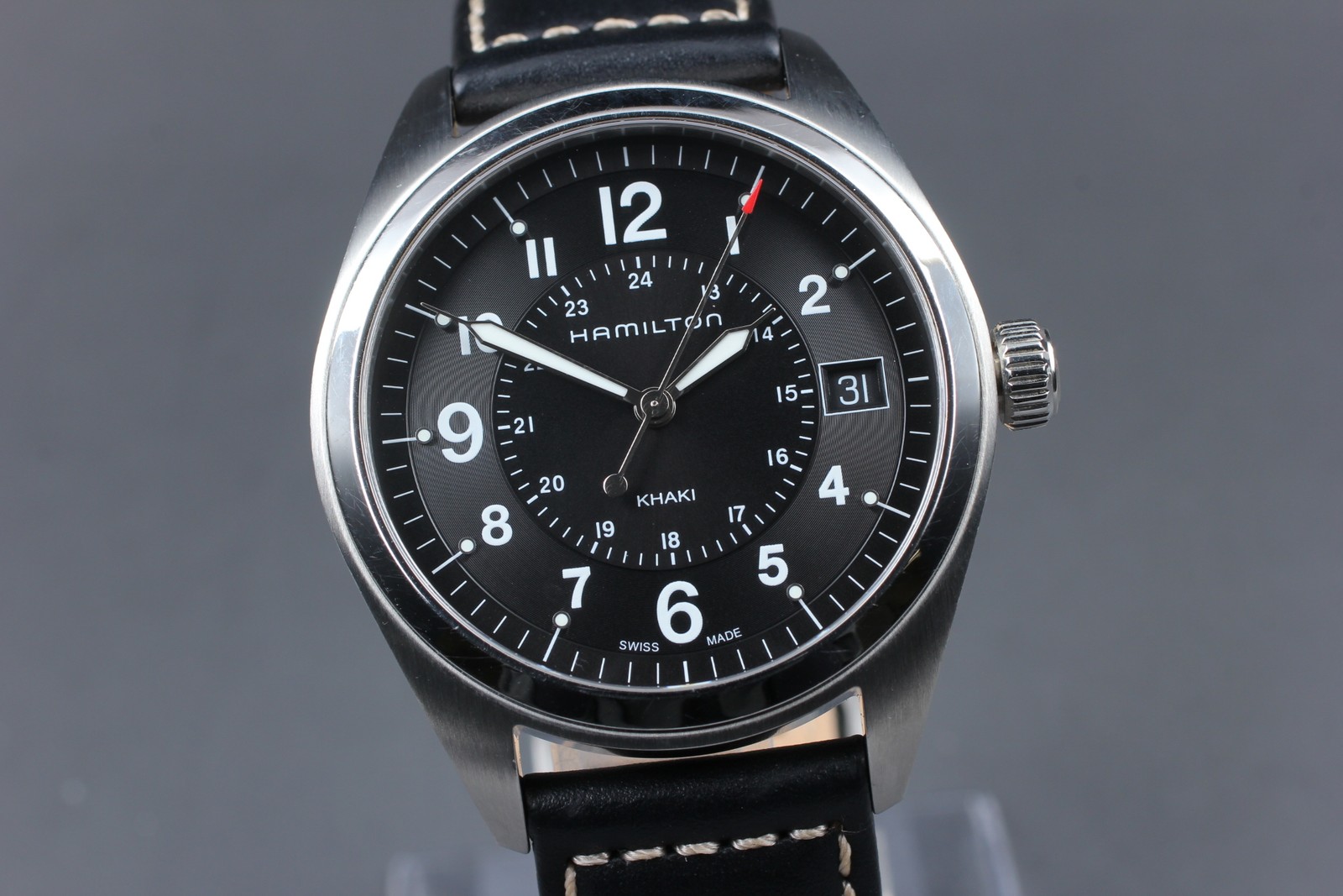 Near MINT Full Set] HAMILTON KHAKI H685510 Quartz Black Silver 40mm Men's Watch image 6