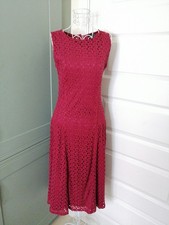 Asos Womens Dress Sleeveless Midi Floral A-Lined Lace LinedSize 10 Burgundy Red