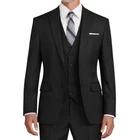 VINCI Men's Black 3pc 2-Button Slim Fit Suit w/ Matching Vest - NEW