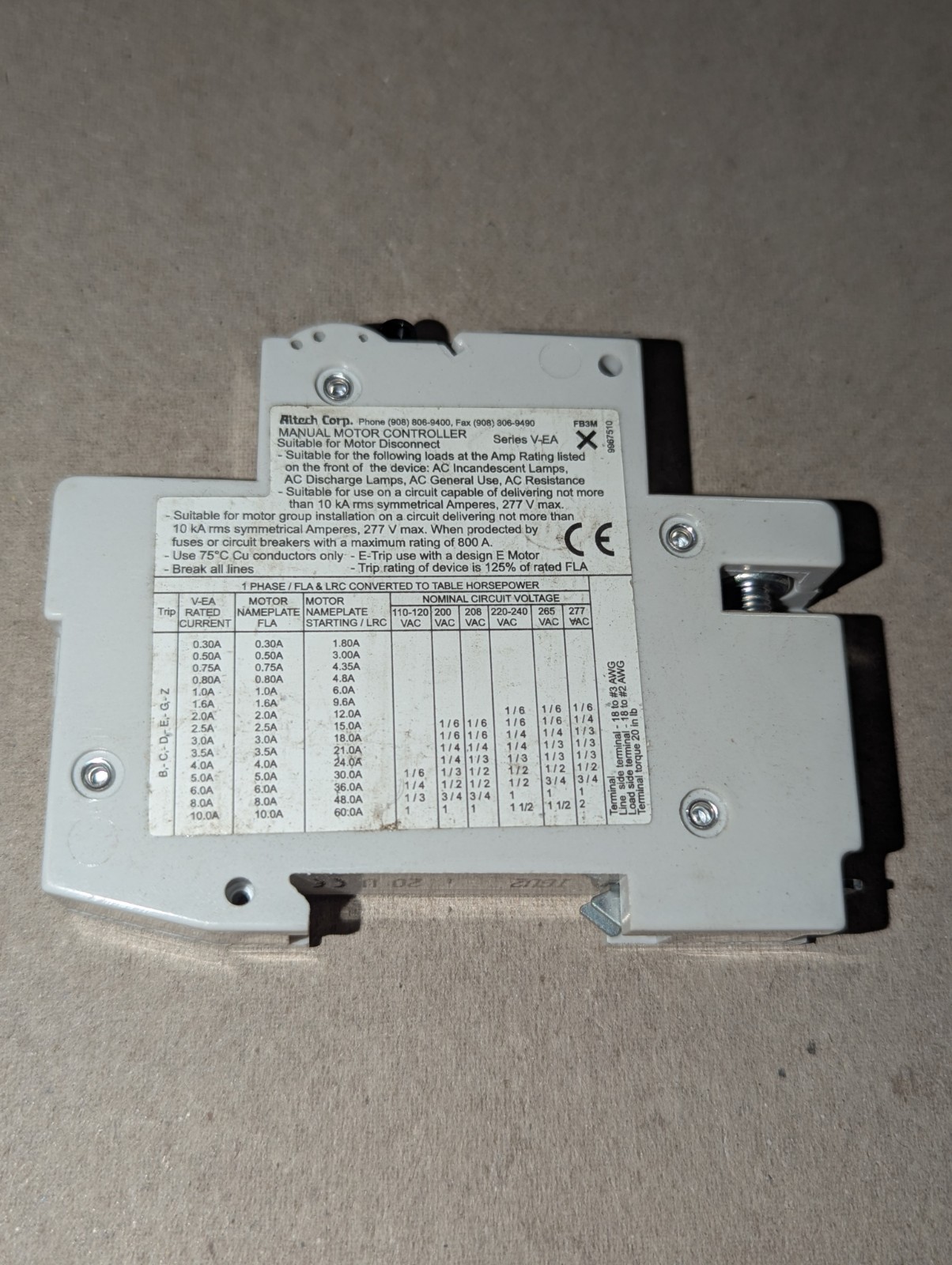 NEW GENUINE ALTECH ABL SURSUM 1GU2 MANUAL MOTOR CONTROLLER G 2A