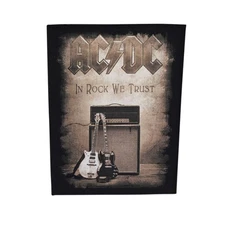 Large AC/DC In Rock We Trust Printed Sew On Battle Jacket Back Patch - OFFICIAL