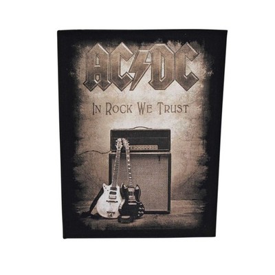 Large AC/DC In Rock We Trust Printed Sew On Battle Jacket Back Patch - OFFICIAL