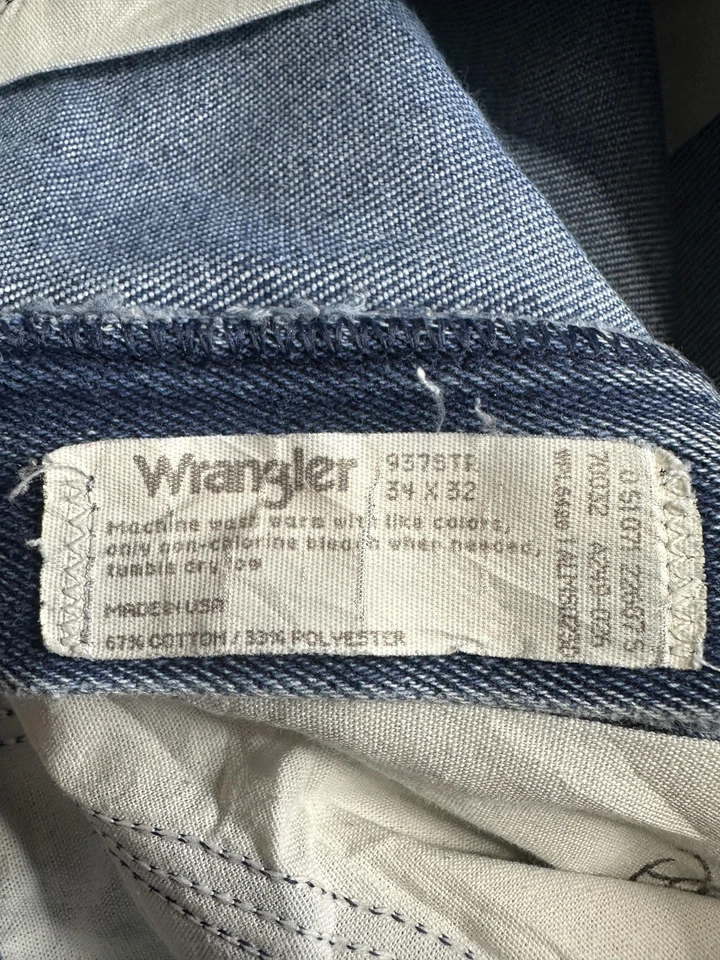 Vintage Wrangler Jeans Mens 31x31 Blue Denim Straight Leg Made in USA 937512 - Image 3 of 4