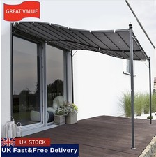 Awning Freestanding Metal Wall Canopy Grey  3x3m