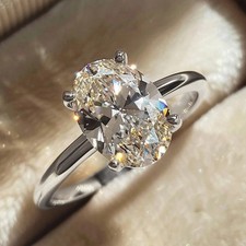 925 Sterling Silver CZ Solitaire Engagement Ring Women Wedding Band Gift | UK