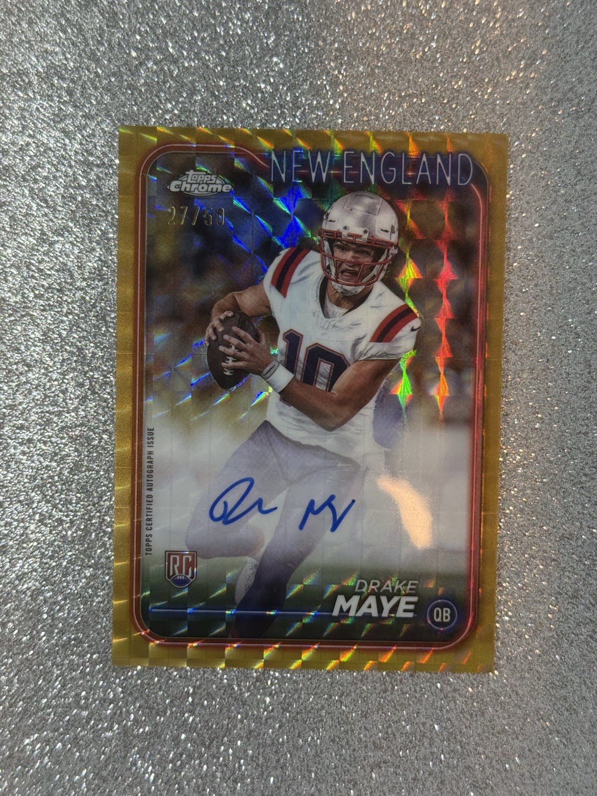 2024 Topps Chrome Drake Maye Gold Geometric Rookie Auto /50 #RA-DMA Clean!!