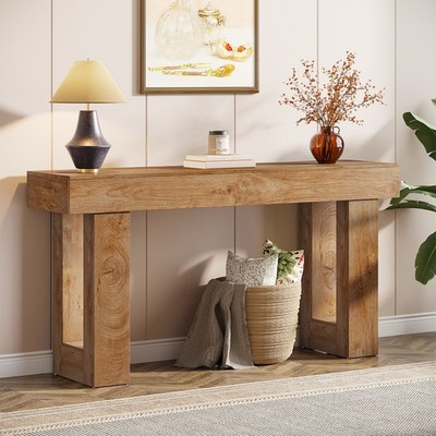 63'' Long Console Table, Farmhouse Wooden Entryway Sofa Table for Living Room