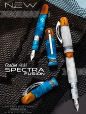 CONKLIN  SPECTRA FUSION BLUE CHROME TRIM  FOUNTAIN PEN