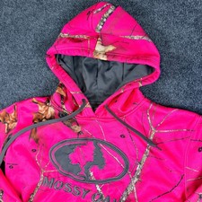 Mossy Oak Hoodie Youth Lg 12-14 Camouflage Pink Logo Hunting Pullover