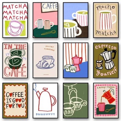 Trendige Küche Cafe Latte Espresso Kaffee Poster und Drucke Wandbild Bild Ca