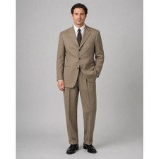 Hugo Boss Mens 44R Suit Brown Wool 3 Button Blazer Pleated Cuffed Pants USA Made