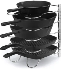 Heavy Duty Pan Rack, Pot Lid Rack, Kitchen Cabinet Pantry Cookware Organizer Rac