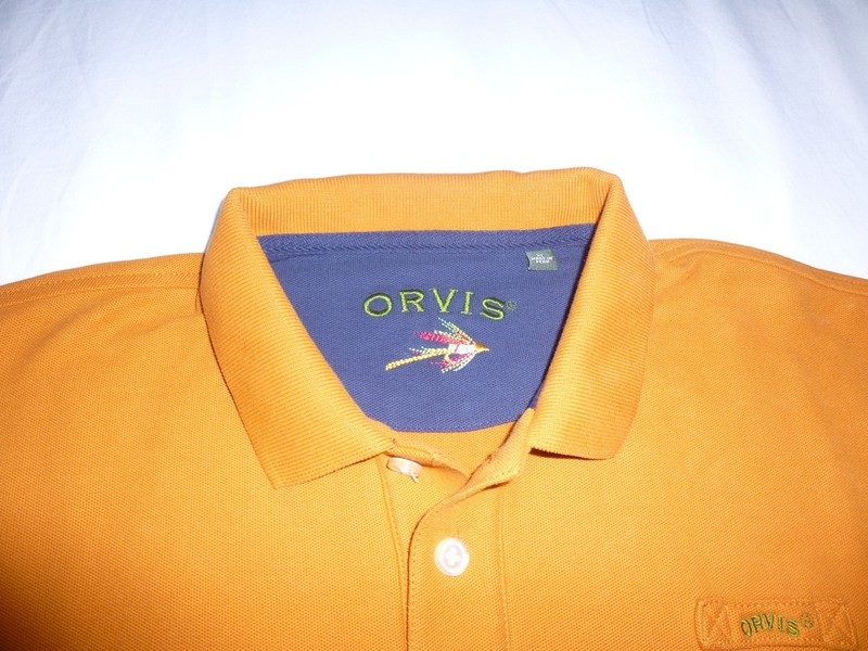 Orvis Orange Short Sleeve On The Fly Polo Shirt Embroidered Fishing Men's XL