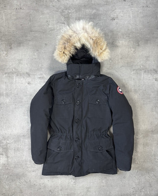 Canada Goose Herren Daunen Parka schwarz Kapuze Fellbesatz lang RV Gr. M