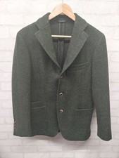 Drake's London Harris Tweed Green Wool Jacket Blazer Size 46 M Made in Italy Lux