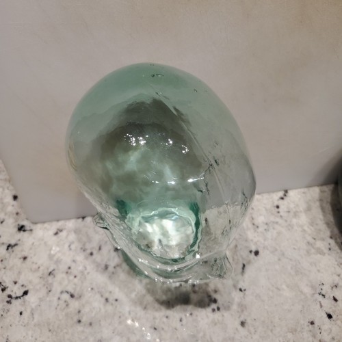 Maniquí cabeza de exhibición de vidrio verde transparente cabeza de peluca 11,5" arte - Imagen 4 de 18