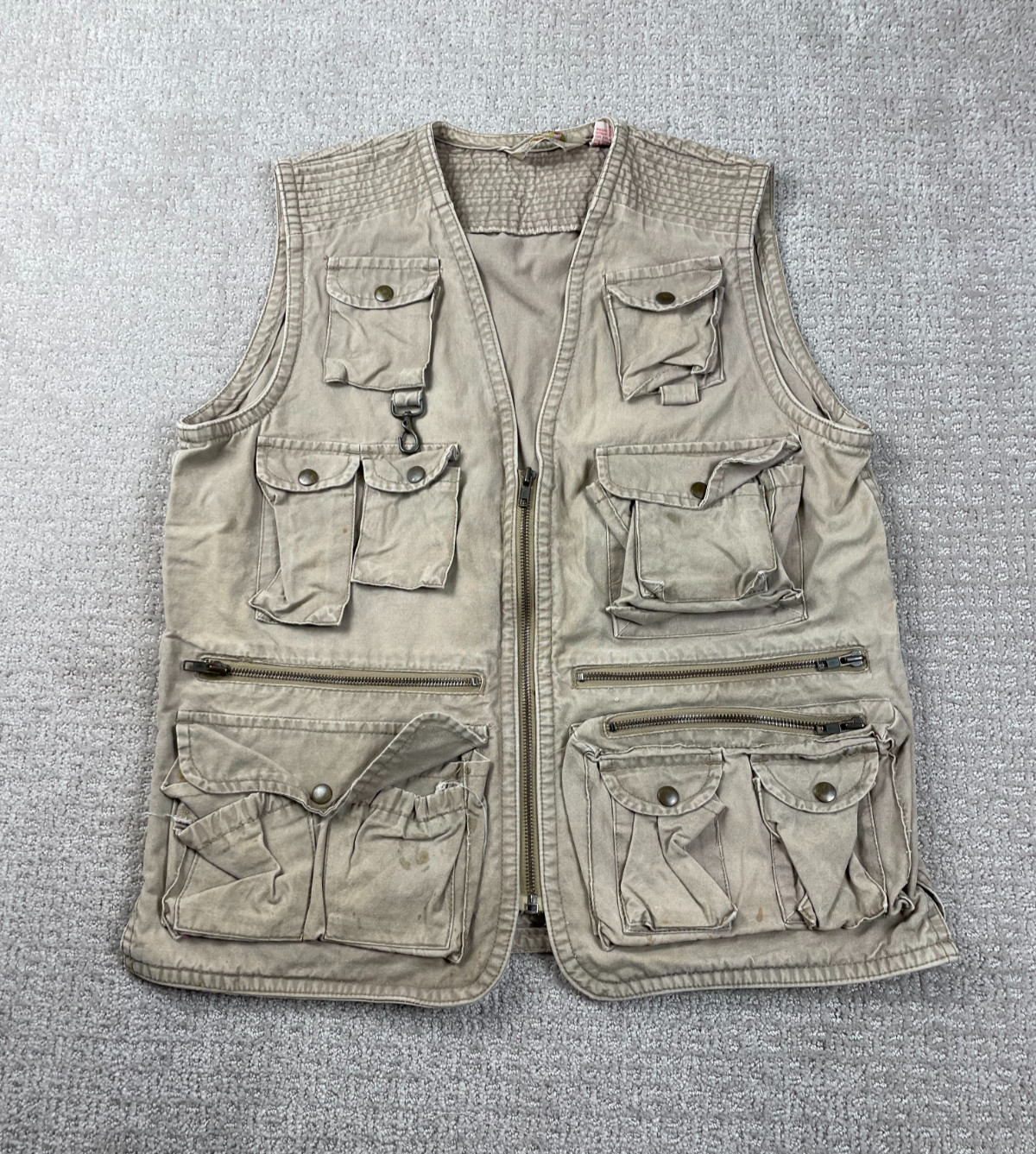 Vintage Banana Republic Safari Vest Mens L Tan Utility Full Zip Fishing Gorpcore