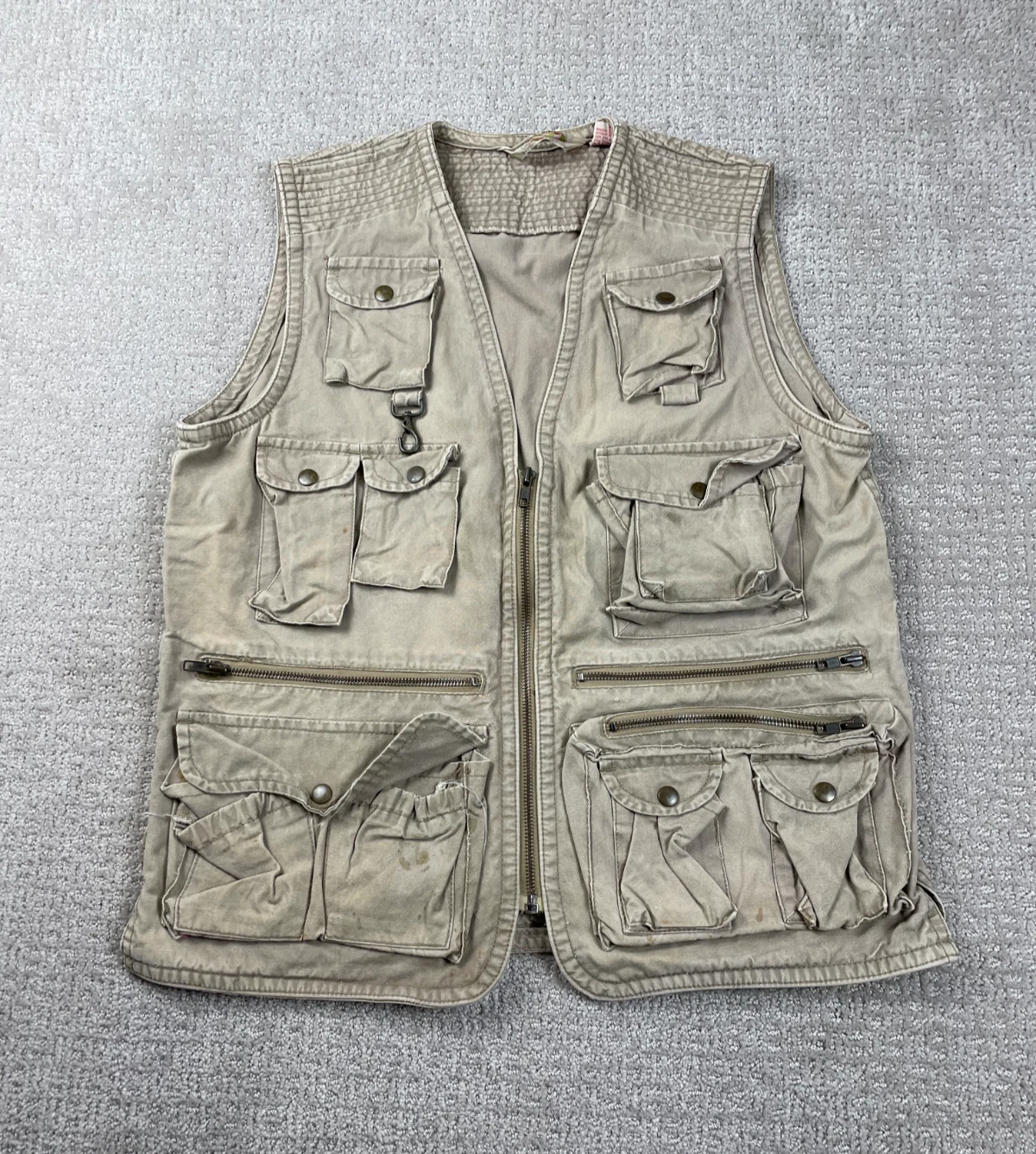 Vintage Banana Republic Safari Vest Mens L Tan Utility Full Zip Fishing Gorpcore