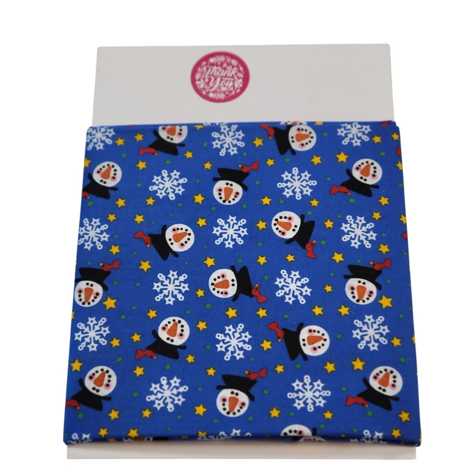 Cotton Fabric Snowman Snowflakes Stars Christmas 33" x 42" General Fabrics - Image 4 of 4