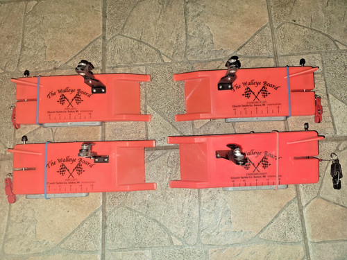 4 Church Tackle Walleye Planer 10" Board 2 Port And 2 Starboard, clips and flags
