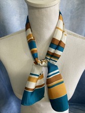 Vtg 60s 70s Mod Striped Scarf 100 Acetate Japan Neckerchief 6x34  Rectangular
