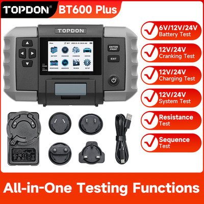 TOPDON BT600Plus 6/12V/24V Battery Tester Charging Cranking Analyzer Heavy Duty