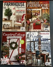LOT OF 4 CHRISTMAS MAG AMERICAN FARMHOUSE STYLE RUSTIC COUNTRY COTTAGE