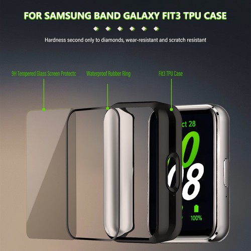 For Samsung Galaxy Fit3 Watch Case Tempered Glass Case Soft TPU Protective Cover - Zdjęcie 6 z 17