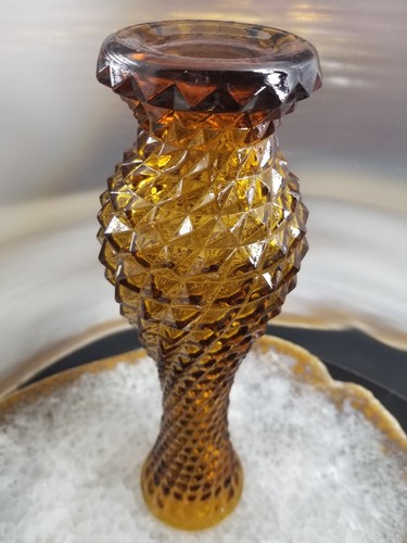Vintage Italy EMPOLI ROSSINI Glass- Brown Diamond Point Vase Pair 11 3/4” * 0353 - Picture 10 of 13