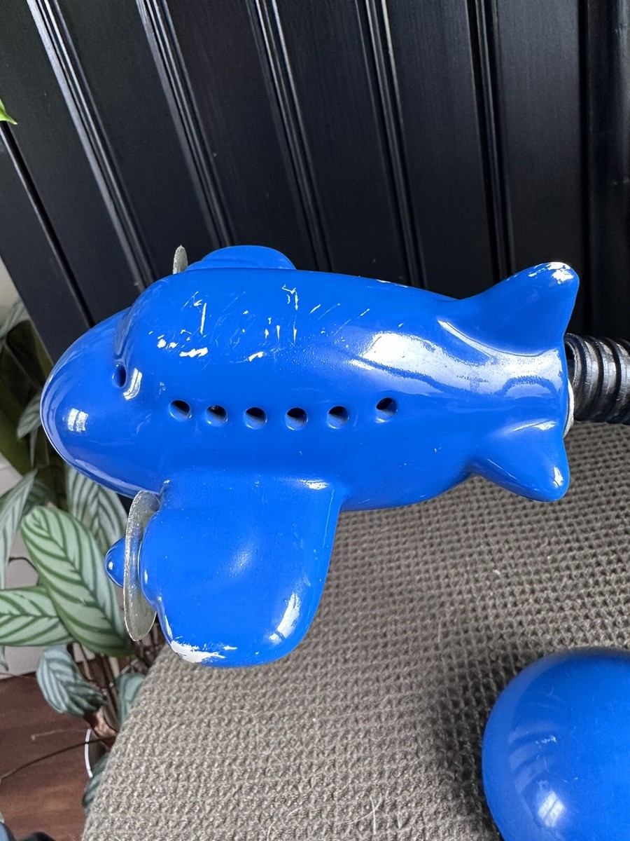 Lampe Avion Vintage 60s – Céramique Bleue – Abat-jour Forme Avion – E14