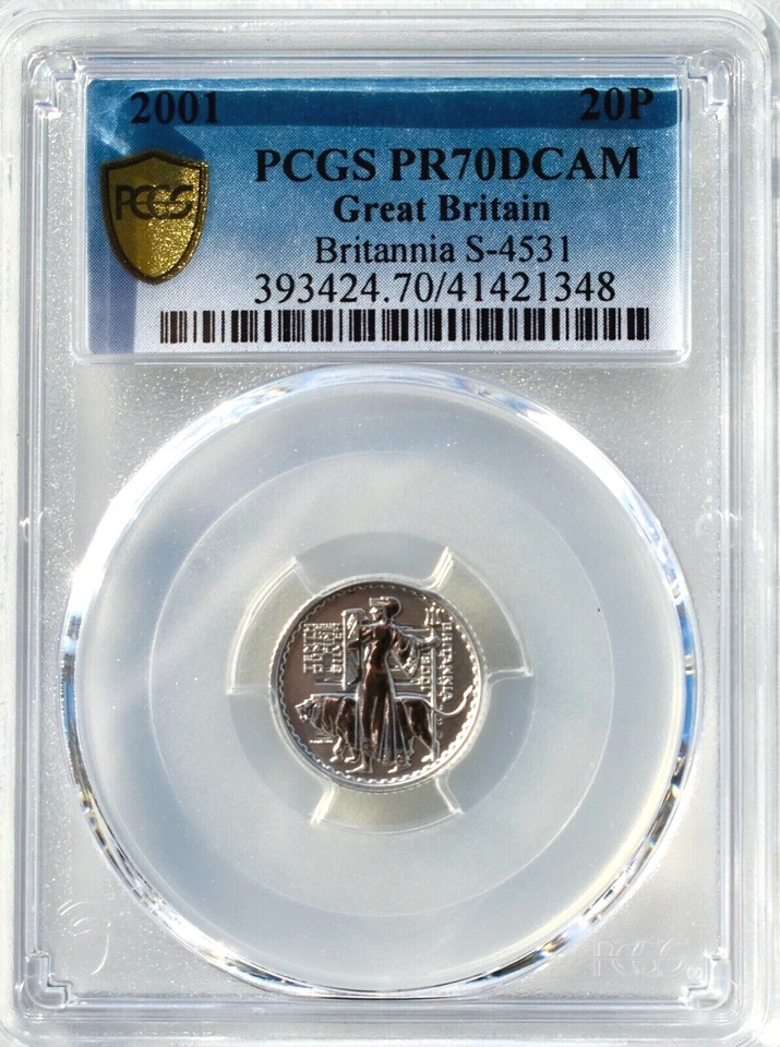 2001 Britannia Silver Proof 20p PCGS PR70 Great Britain - Image 3 of 4