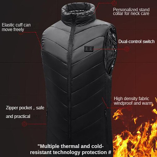 Heated Vest Warm Winter Warm Electric USB Jacket Men Women Heating Coat Thermal~ - Picture 6 of 19